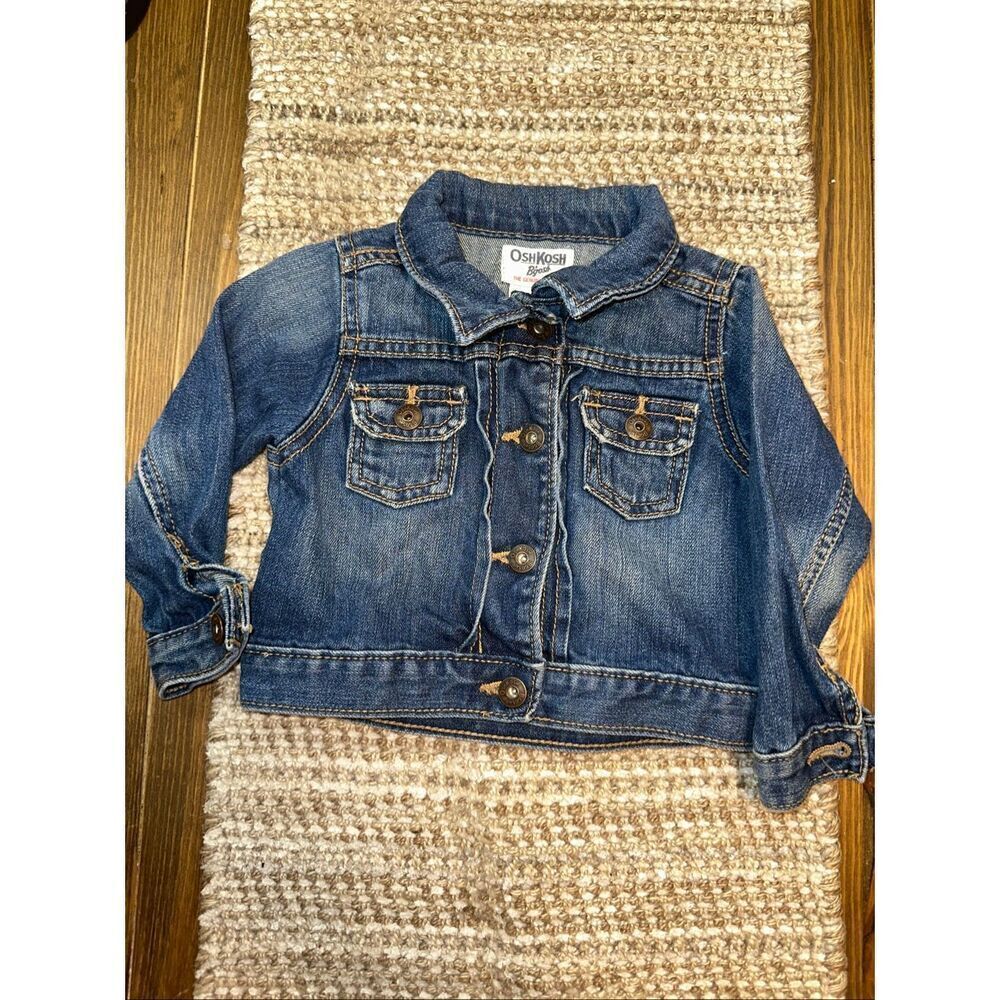 Oshkosh Girls Toddler Blue Jean Jacket 18 months Snaps trucker Long Sleeves Exce
